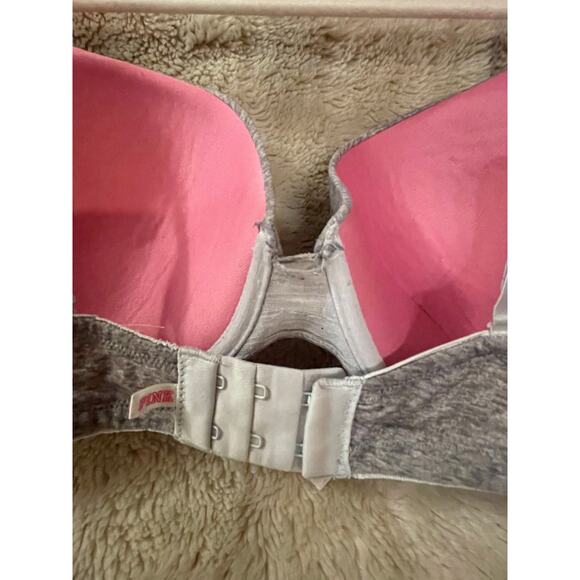 Victoria's Secret Pink Lightly lined Bra Gray with Pink Women's Size 34DD - Picture 5 of 8